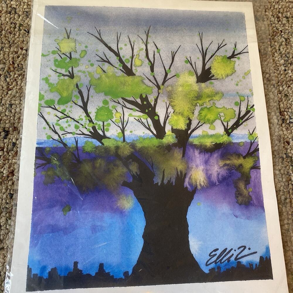 After The Rain Fall By Elli Therrien Y2K Art Print Tree Air Brush Technique Art